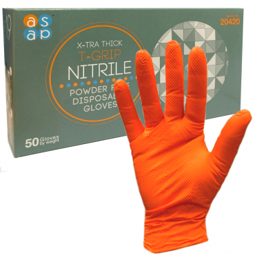 ASAP T-Grip Orange Nitrile Diamond Texture