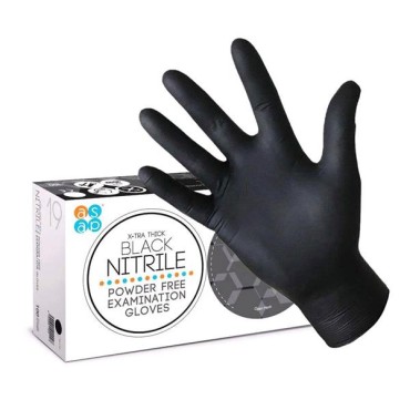 ASAP X-Tra Thick Black Nitrile Powder Free Examination Gloves  | 100 Gloves