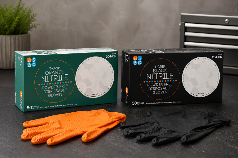 The ASAP T-Grip Orange Nitrile Gloves