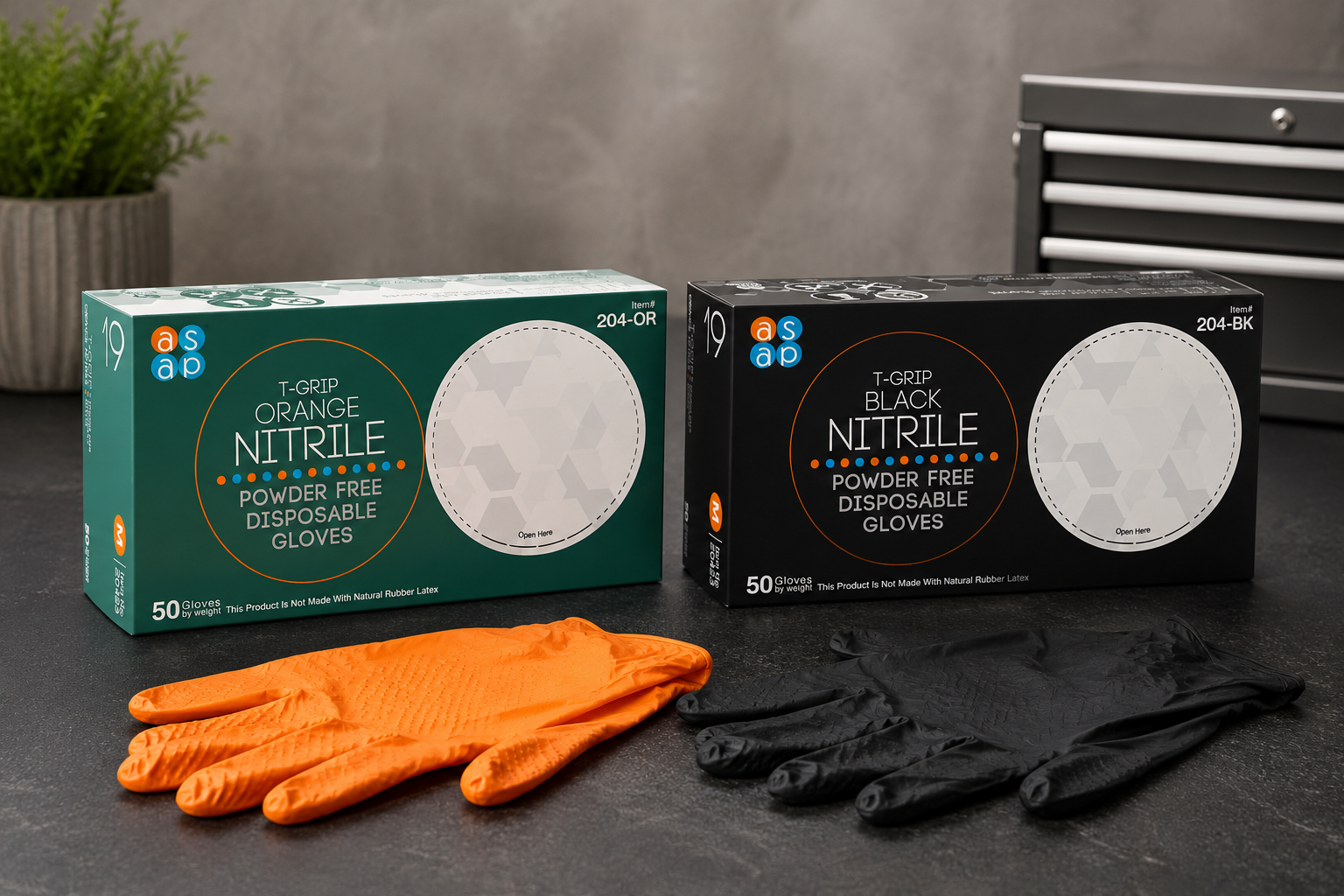 The ASAP T-Grip Orange Nitrile Gloves