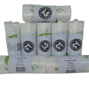 Earth2Earth Compostable Sacks 26″ x 44″ – Clear – 10 Bags Per Roll