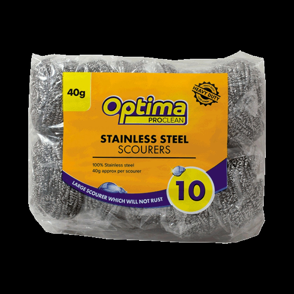 Heavy Duty Scrubs With the 40g Optima Proclean Stainless Steel Scourers