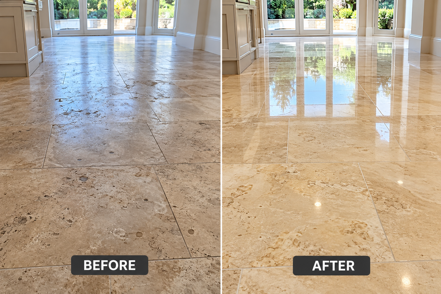 Travertine Floor Polishing
